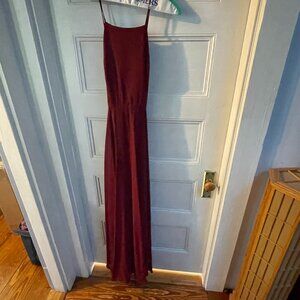 Low Back Burgundy Maxi Dress (Size Small)